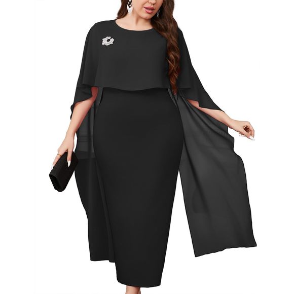sachin and babi light blue dress Teal Embellished Chiffon Cape Gown